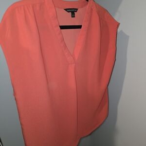 Coral V-Neck Blouse